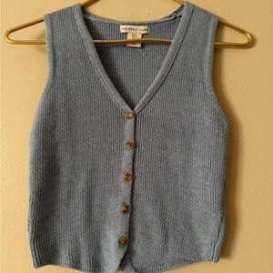 Sincerely Jules Blue Knit Button-Up Vest